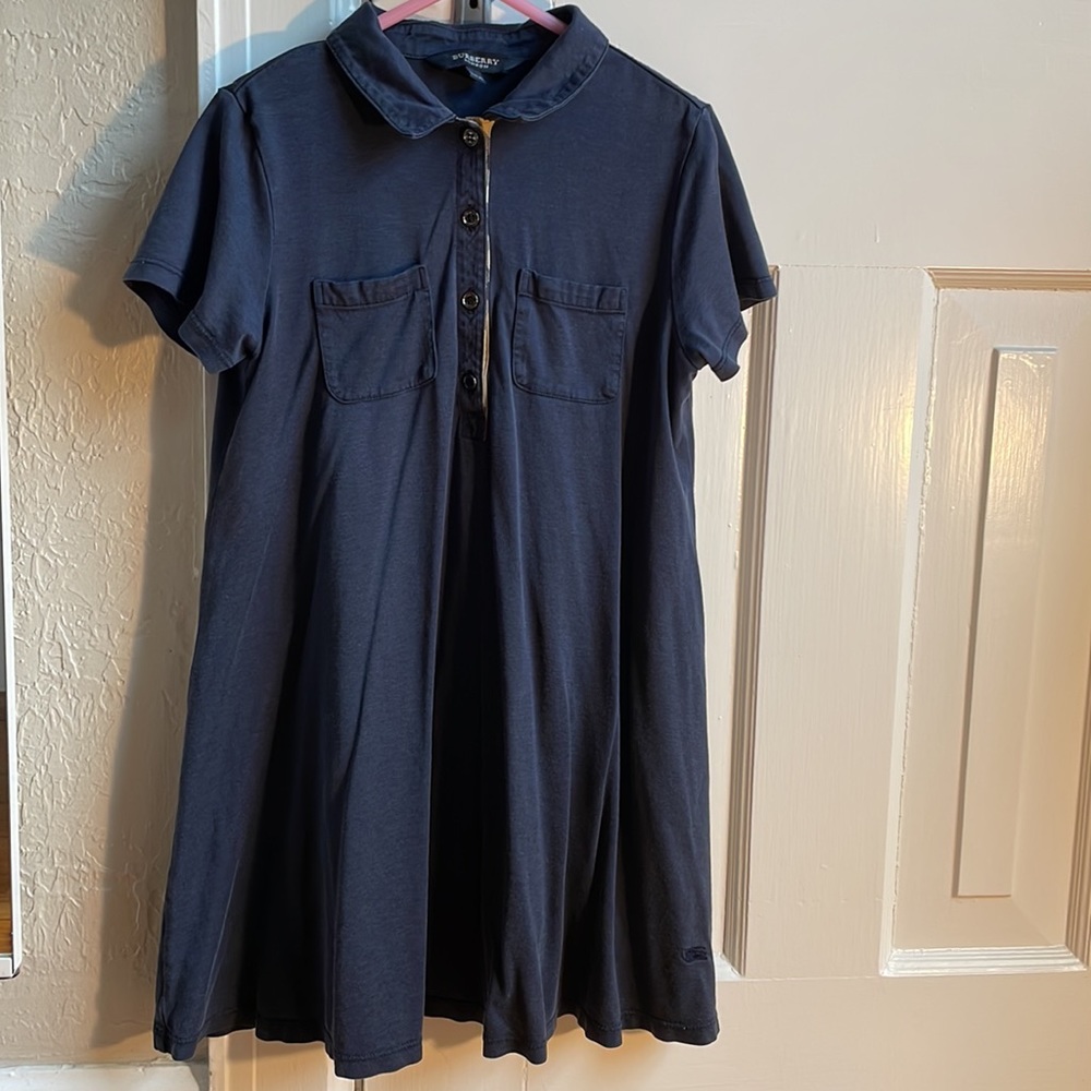 Girls Burberry button down polo dress in Navy blue. Size 120A (US 5yrs old)